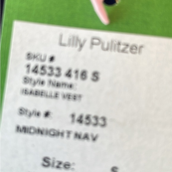 NWT Lilly Pulitzer Isabelle Vest in Navy. Size small. - Picture 4 of 4